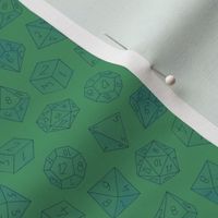 small watercolor dice - dark bluegreens on green - ELH