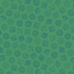 small watercolor dice - dark bluegreens on green - ELH