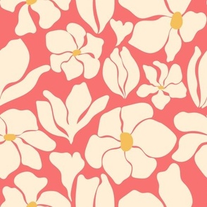 Magnolia Flowers - Matisse Inspired - Peach - SMALL