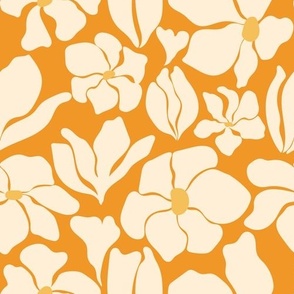 Magnolia Flowers - Matisse Inspired - Mango Orange
