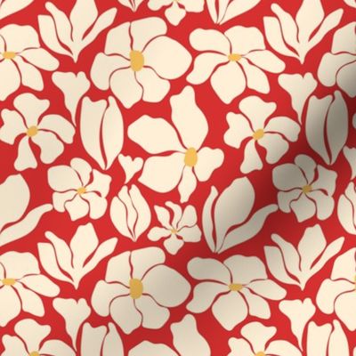 Magnolia Flowers - Matisse Inspired - Red - SMALL