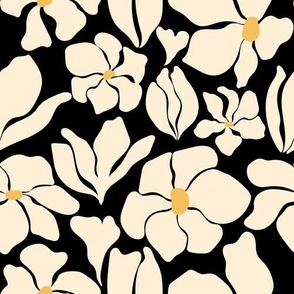 Magnolia Flowers - Matisse Inspired - Black & White