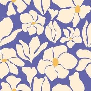 Magnolia Flowers - Matisse Inspired - Periwinkle