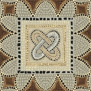 Neutral Hand drawn Ancient Roman Mosaics 6” and 12” wallpaper