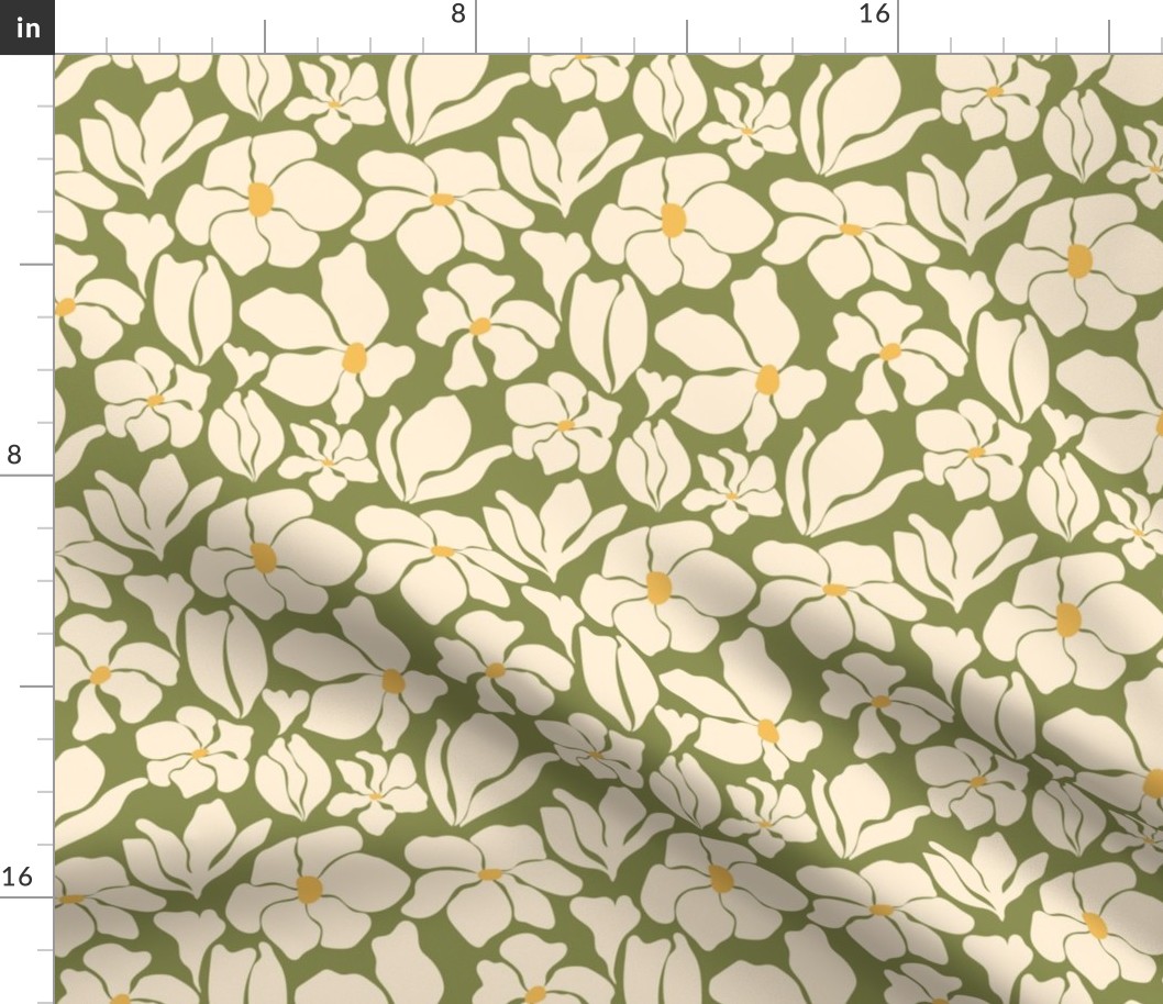 Magnolia Flowers - Matisse Inspired - Green