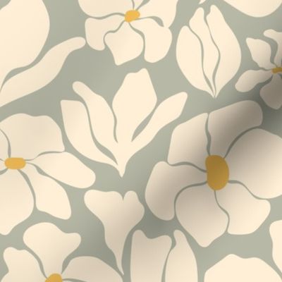 Magnolia Flowers - Matisse Inspired - Sage Green