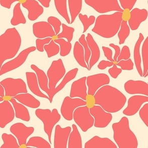 Magnolia Flowers - Matisse Inspired - Peach