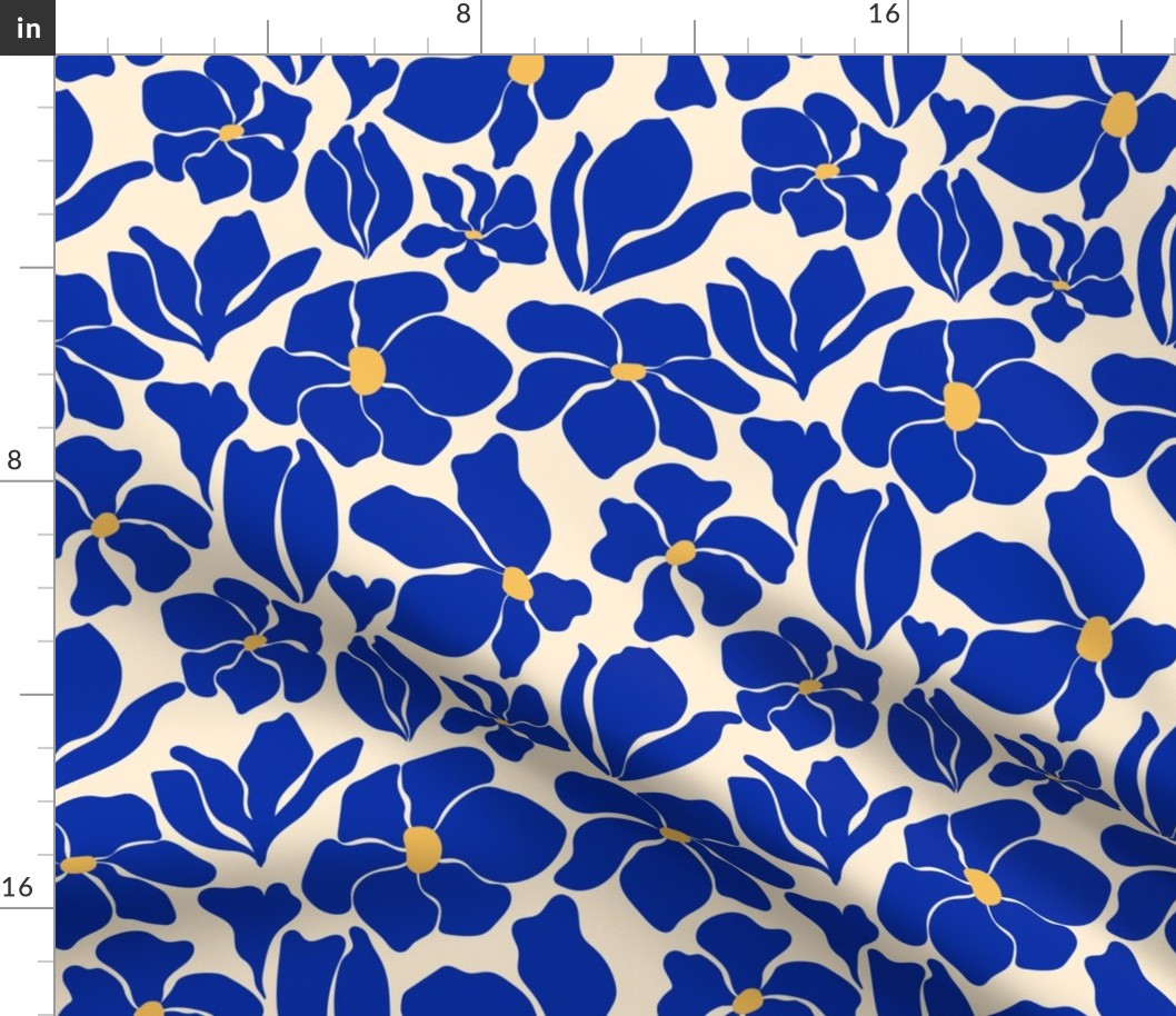 Magnolia Flowers - Matisse Inspired - Klein Blue / Cobalt - SMALL