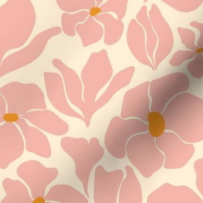 Magnolia Flowers - Matisse Inspired - Peach Pink