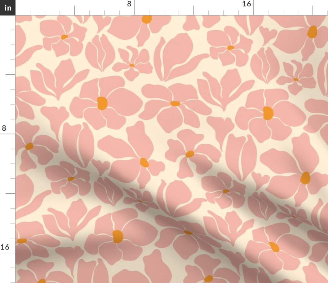 Magnolia Flowers - Matisse Inspired - Peach Pink