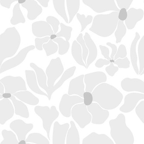 Magnolia Flowers - Matisse Inspired - Soft Gray & White