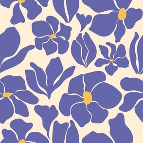 Magnolia Flowers - Matisse Inspired - Periwinkle