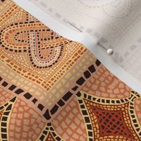 Terracotta hand drawn ancient Roman mosaics 6” and 12” wallpaper