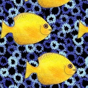 Yellow Tropical Fish Coral Reef Pattern