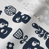 Black skulls on white background