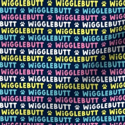Wigglebutt - multi pink blue yellow on blue - LAD22