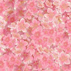 Sakura japanese cherry blossoms  in shades of pink - large scale