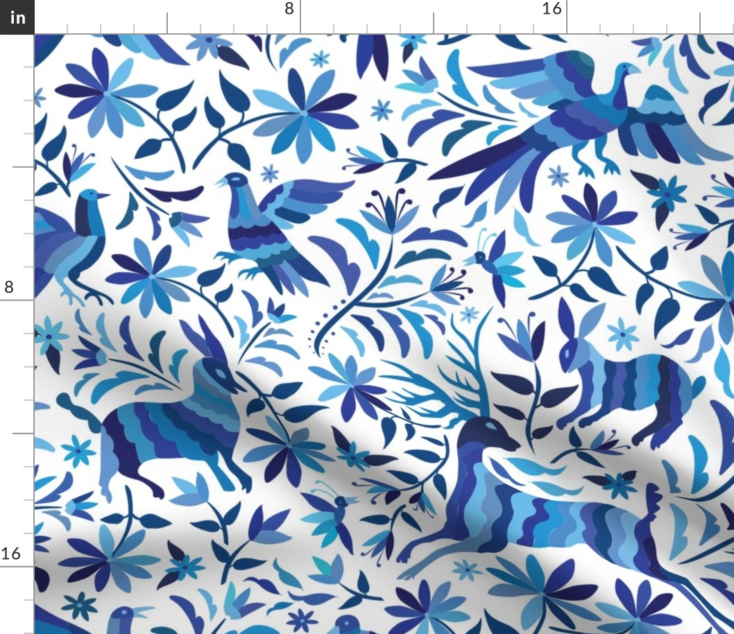 Otomí Flora & Fauna Pattern in Blue