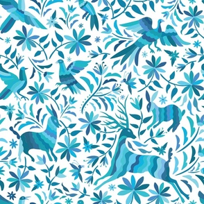 Otomí Flora & Fauna Pattern in Light Blue
