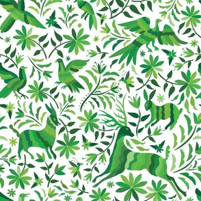 Otomí Flora & Fauna Pattern in Green