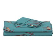 Private sparrow finch pillow teal