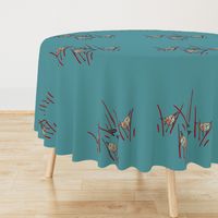 Private sparrow finch pillow teal