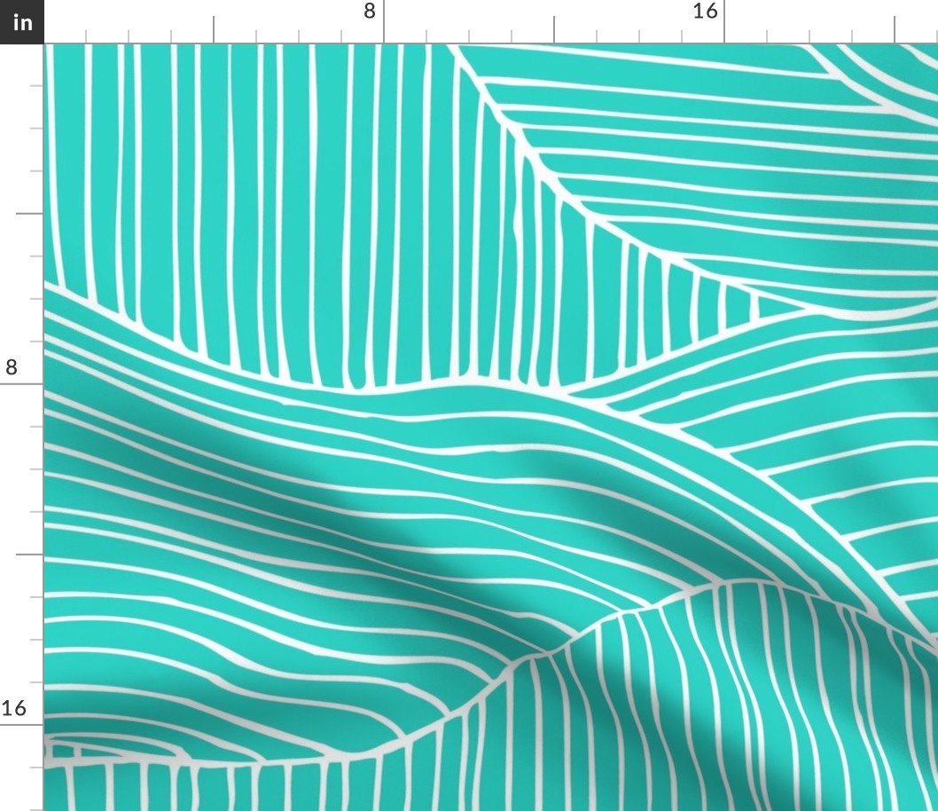 Dunes - Geometric Waves Stripes Aqua Jumbo Scale