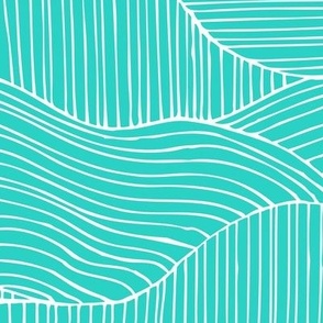 Dunes - Geometric Waves Stripes Aqua Large Scale