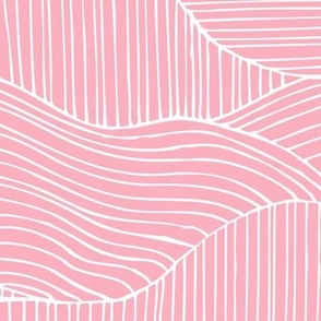 Dunes - Geometric Waves Stripes Bubble Gum Pink Large Scale