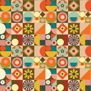  Playful Retro Geometric abstracts in  Mod style medium scale