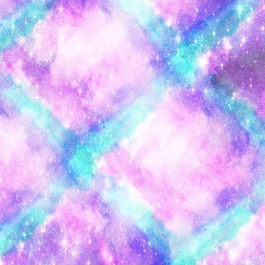 Cyberpunk universe in Y2K aesthetics in purple violet pink and mint with deep space checkered Large scale
