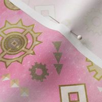 Steampunk Gears Art deco stylization of Steampunk Gold on Pink Universe Medium scale