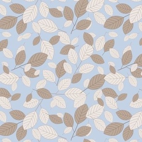 Kiss Summer Goodbye small: Chambray Blue & Brown Drifting Leaves