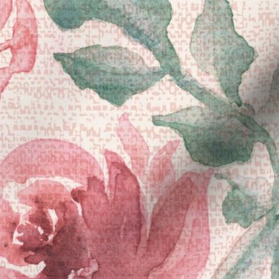 Old time Roses Watercolor climbing flowers in Dusty pink and sage Extra Large scale