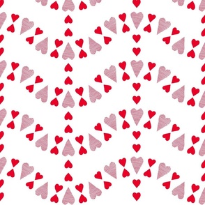 waves of hearts on white background - red hearts    