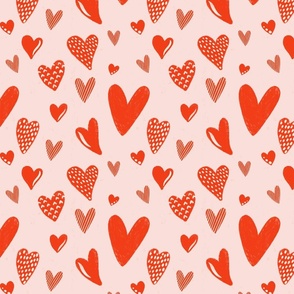 Retro Valentine Hearts - small | Pink | Red ©designsbyroochita