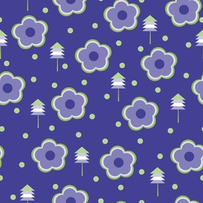 Daisies in Very Peri with Purple Background 