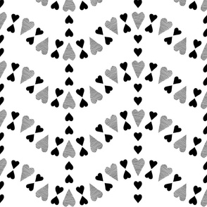 waves of hearts on a white background - black hearts
