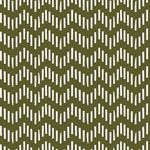 Hand Painted Zig Zag | Army Green