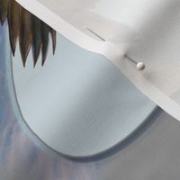 11x9-Inch Repeat of Trompe-l’Oeil Eagle Flying Free with Taupe Gray Background