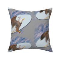 11x9-Inch Repeat of Trompe-l’Oeil Eagle Flying Free with Taupe Gray Background