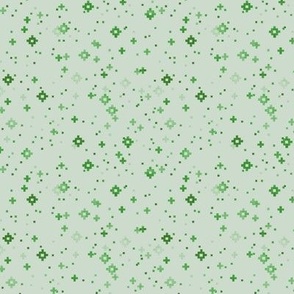 pixelated stars - Christmascolors green on muted green - ELH