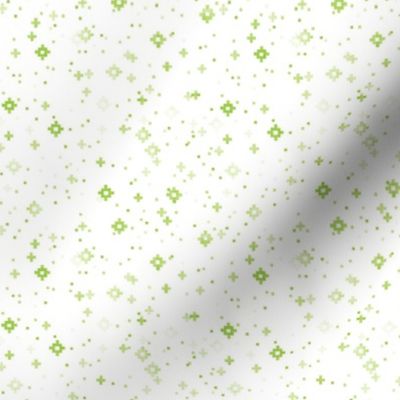 pixelated stars -  bright lime greens on white - ELH