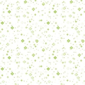 pixelated stars -  bright lime greens on white - ELH