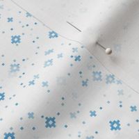 pixelated stars - muted butterfly blues on white - ELH