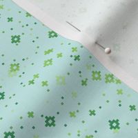 pixelated stars - serenity greens on bluegreen - ELH