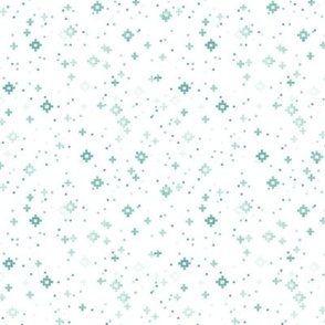pixelated stars - trendy2 teals on white - ELH