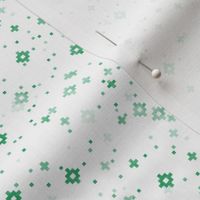 pixelated stars - medium and dark greens on white - ELH