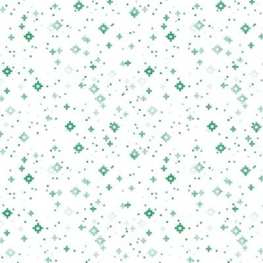 pixelated stars - medium and dark greens on white - ELH