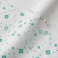 pixelated stars - dark teals and greens on white - ELH
